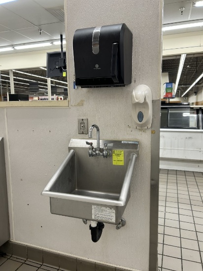 HAND SINK W/ SOAP AND PAPER TOWEL DISPENSER