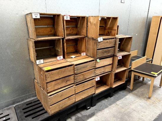 GROUP OF WOOD CRATES