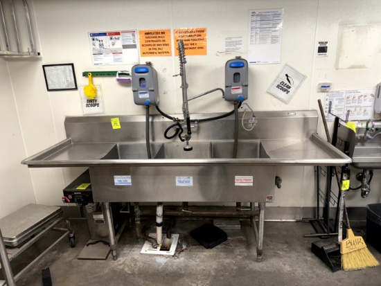THREE COMPARTMENT STAINLESS SINK W/ SANITATION