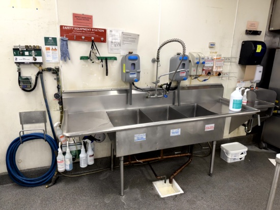 THREE COMPARTMENT STAINLESS SINK W/ SANITATION