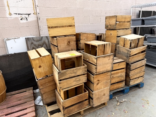 TWO PALLETS OF WOOD CRATES