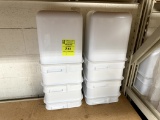 GROUP OF WHITE BULK FOOD CONTAINERS
