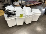 GROUP OF WHITE BULK FOOD CONTAINERS