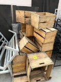 GROUP OF WOOD CRATES