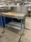 WOOD BLOCK/STAINLESS STEEL TABLE W/ BACKSPLASH