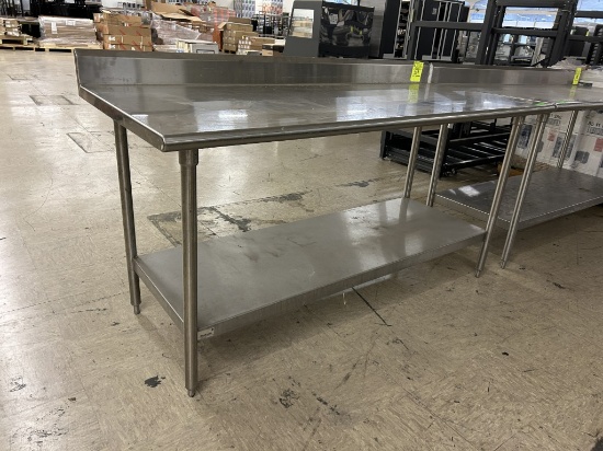 ADVANCE TABCO 6FT STAINLESS STEEL TABLE W/ BACKSPLASH