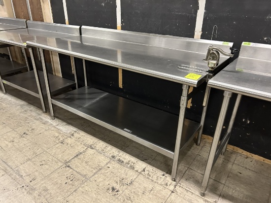 ADVANCE TABCO 7' STAINLESS STEEL WORK TABLE W/5" BACKSPLASH W/ CAN OPENER
