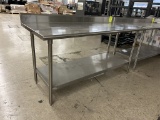 ADVANCE TABCO 6FT STAINLESS STEEL TABLE W/ BACKSPLASH