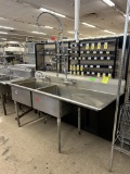 STAINLESS STEEL TWO COMPARTMENT SINK W/ SPRAYER