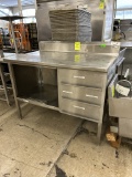 JOHN BOOS 4FT STAINLESS STEEL TABLE W/ BACKSPLASH AND STORAGE