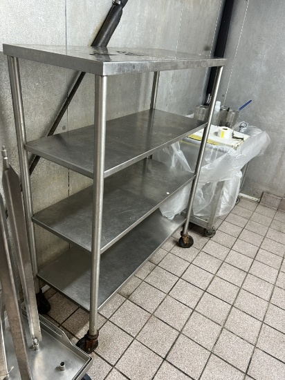4FT STAINLESS RACK AND CART IN WALK-IN BOX