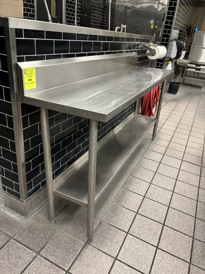 72IN X 20IN X 41IN STAINLESS STEEL TABLE W/ BACKSPLASH