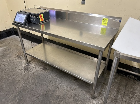 60IN X 25IN X 41IN STAINLESS STEEL TABLE W/ BACKSPLASH
