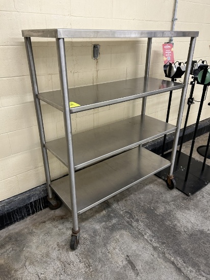 48IN X 18IN X 60IN STAINLESS STEEL RACK ON CASTERS