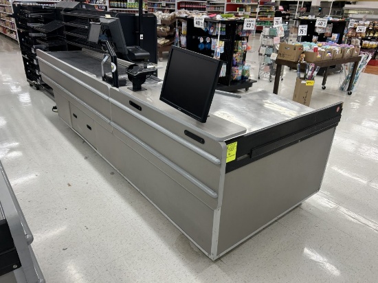 UNMARKED SINGLE BELT CHECKSTAND (NO POINT OF SALES)