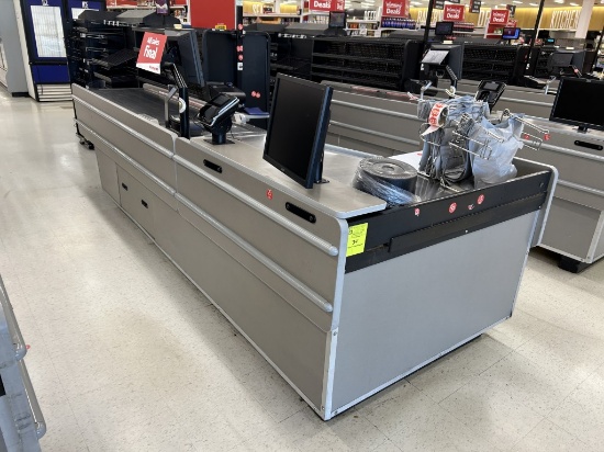 UNMARKED SINGLE BELT CHECKSTAND (NO POINT OF SALES)