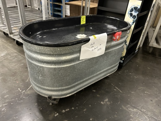 4FT TROUGH W/ PLASTIC INSERT ON CASTERS