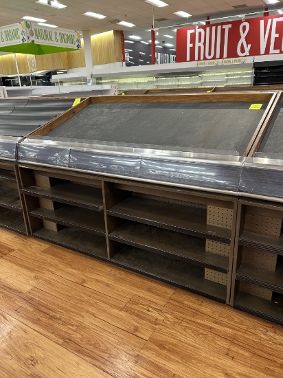 6FT PORTABLE SLANTED PRODUCE TABLES W/ SHELVING BELOW