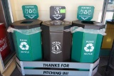 POLY WASTE BINS W/ CONTAINMENT RAILING