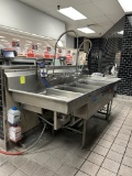STAINLESS STEEL THREE COMPARTMENT SINK W/ SIDE FAUCET