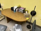 WOODEN TABLE W/ LAMP