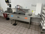 STAINLESS STEEL THREE COMPARTMENT SINK W/ ATTACHED HAND SINK