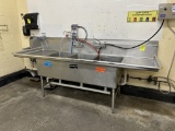 STAINLESS STEEL THREE COMPARTMENT SINK W/ ATTACHED HAND SINK