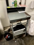 METAL RECEIVING DESK ON CASTERS