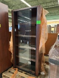 SLIDING GLASS DOOR WOODEN MERCHANDISING CABINET