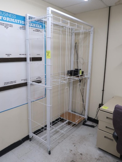 wire rack, on casters