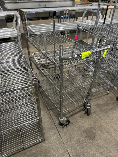 wire shelving unit, on casters w/ cart handle