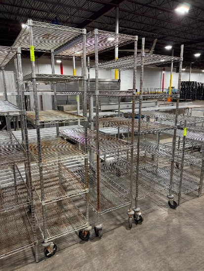 wire shelving units, on casters
