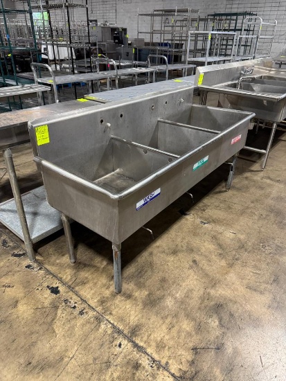 Stainless sink w/ backsplash and three compartments