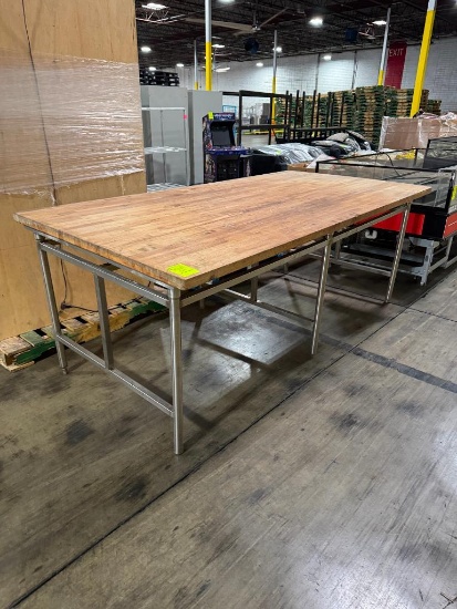 Wood table top w/ stainless legs