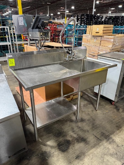 Stainless sink w/ backsplash and bottom shelf