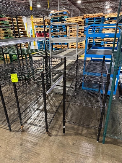 Wire racks, one on casters