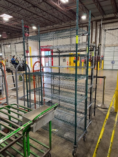 Wire rack on casters, epoxy coated