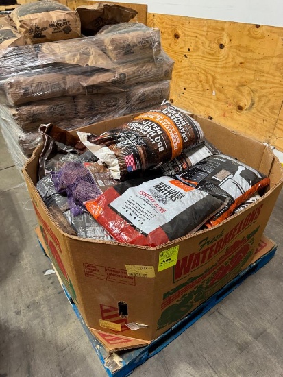 Pallet of smoking pellets and wood