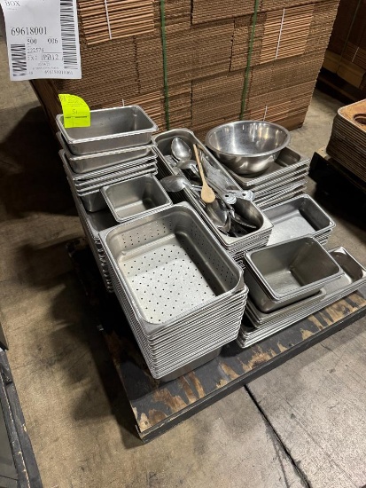 Pallet of varying sized hotel pans