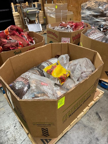 Pallet of smoking pellets and wood