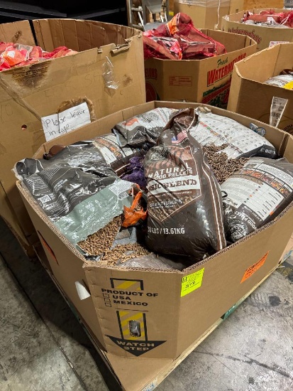 Pallet of smoking pellets and wood