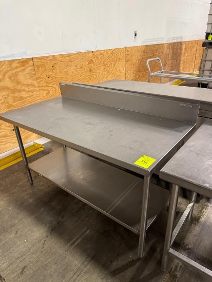 WIN-HOLT stainless steel table w/ backsplash and undershelf