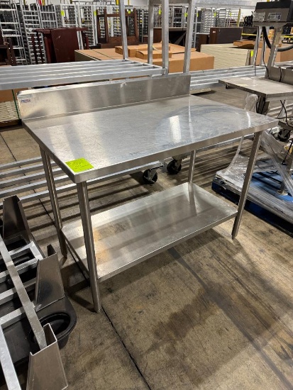 WIN-HOLT stainless table with bottom shelf and backsplash