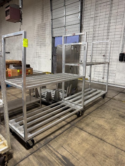 Aluminum cooler racks, on casters w/ two shelves