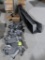 group of misc- EZ-UP hold-down bags, box of angle brackets (7