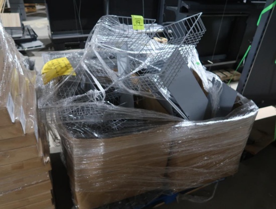 crate of wire baskets on steel plates