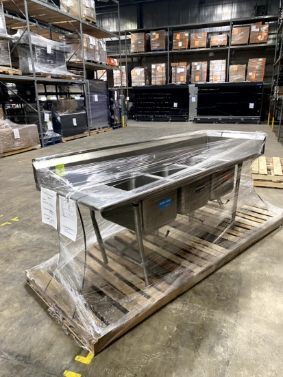 THREE COMPARTMENT STAINLESS STEEL SINK