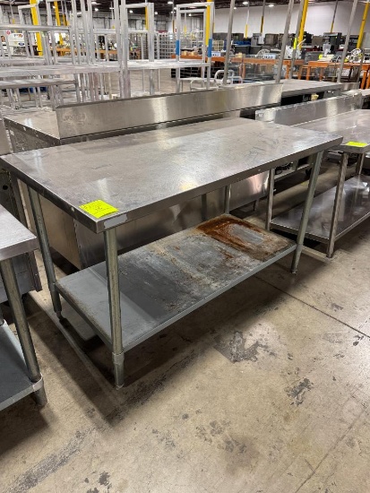 Stainless steel table w/ backsplash & undershelf