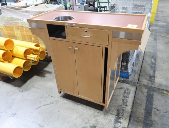 Wine tasting cart w/ cabinet and drawer