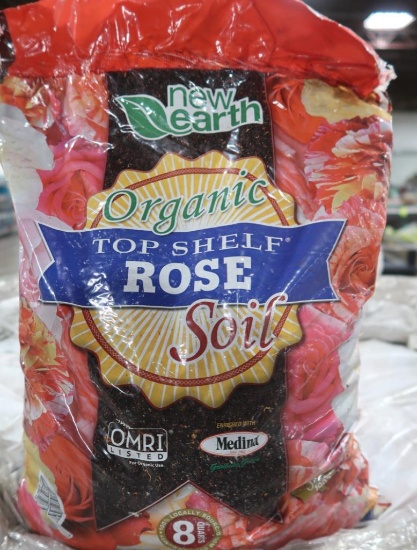 Pallet of organic rose soil